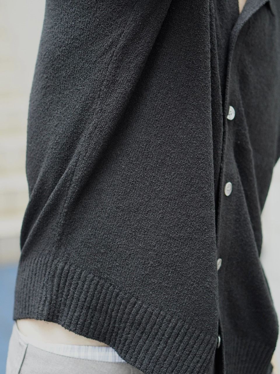 東京店WEB限定受注制【Chikashitsu +】boucle knit polo cardigan (2color) / 【チカシツプラス】ブークレニットポロカーディガン (2color)