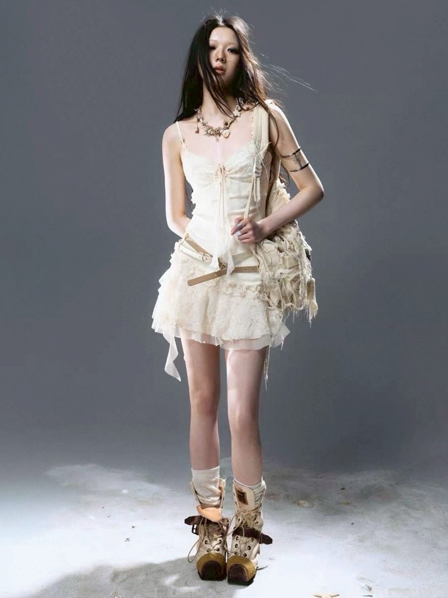 【Cest Nous】Belted Slip Dress / 【セヌー】ベルトフリルキャミワンピース