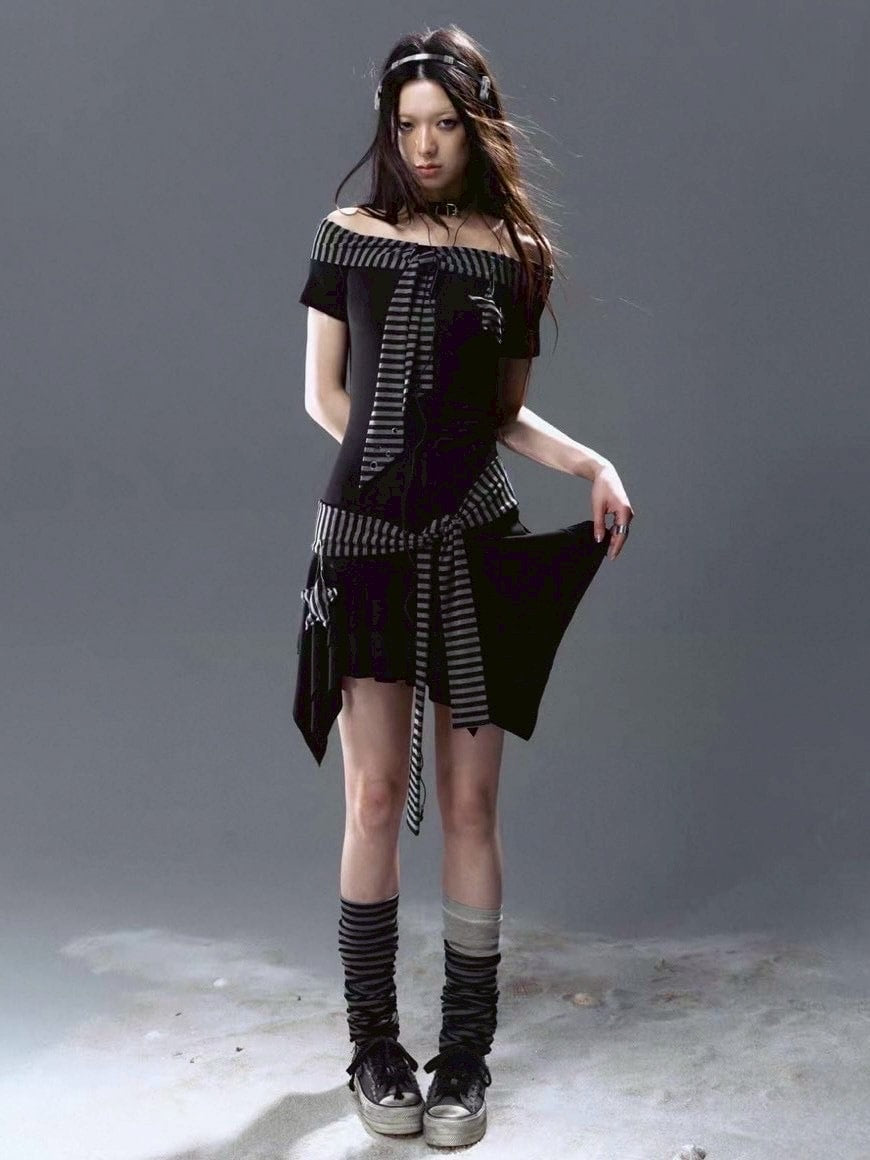 【Cest Nous】Starfish Striped Dress / 【セヌー】スターストライプワンピース