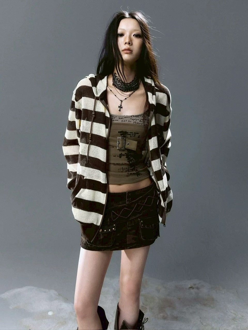 【Cest Nous】Army Green Graffiti Camisole / 【セヌー】グラフィックベルトキャミソール