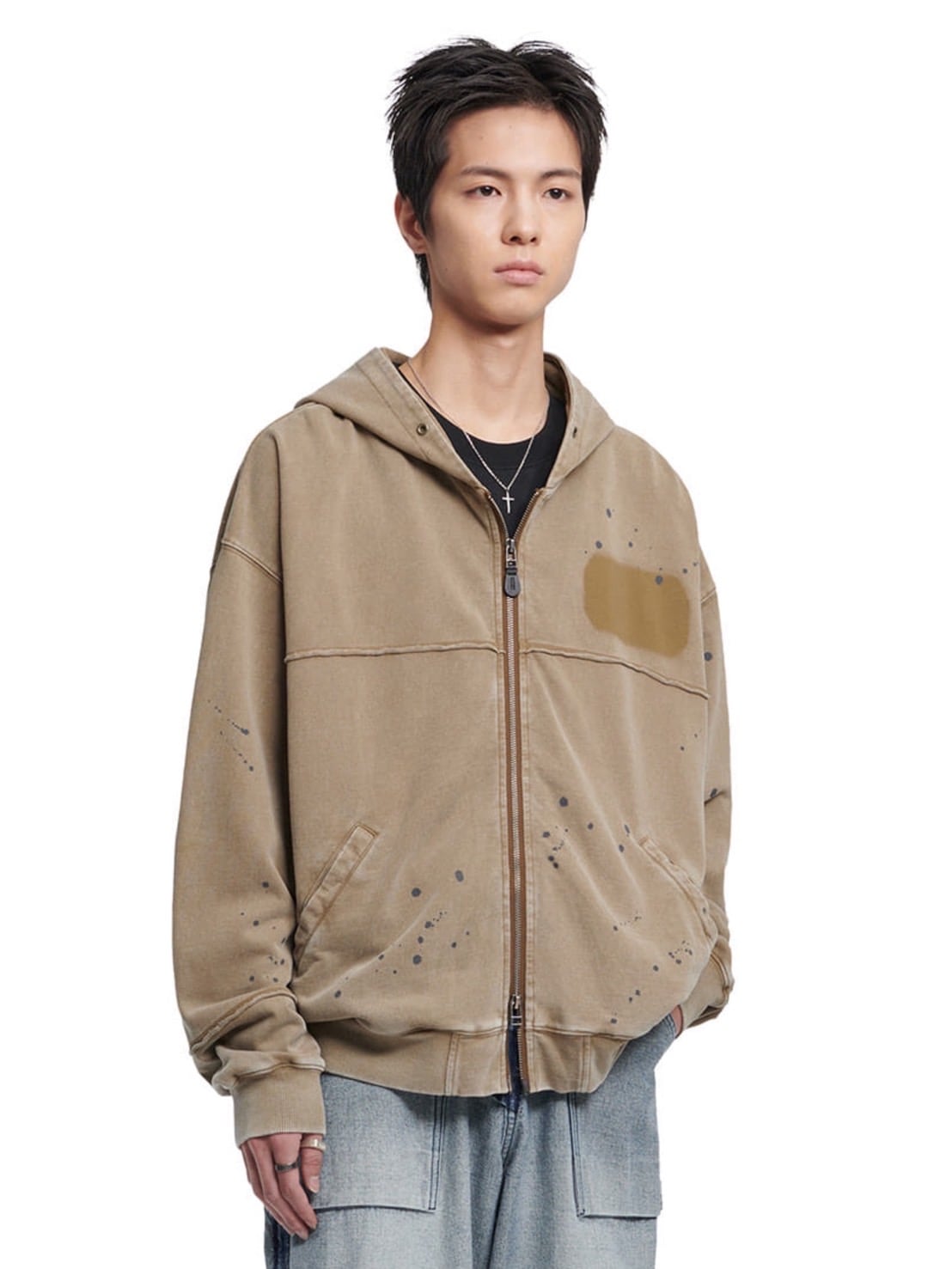 【NOMANUAL】DETACHED PATCH HOODED ZIP-UP