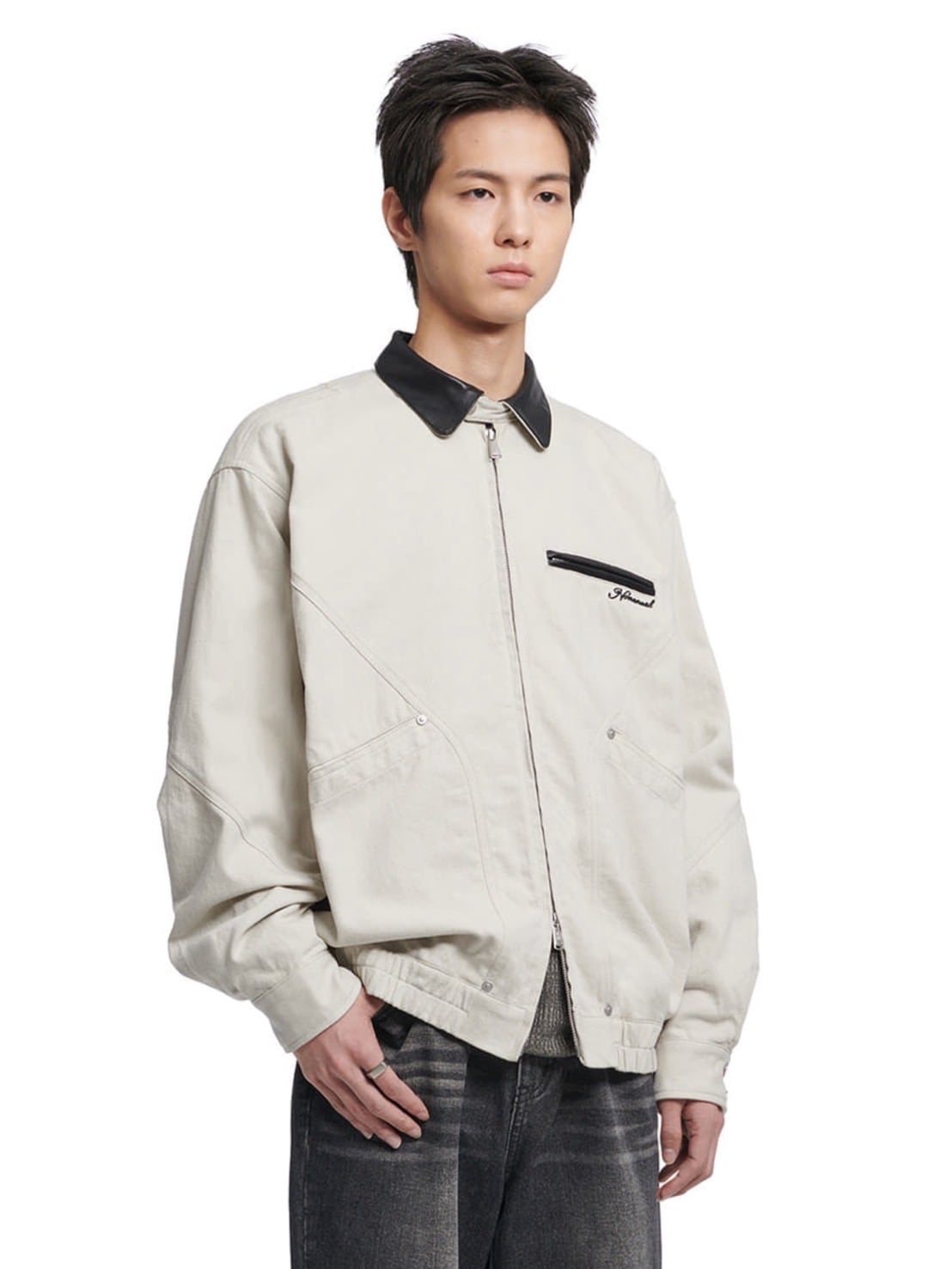 【NOMANUAL】VINTAGE LEATHER COLLAR WORK JACKET