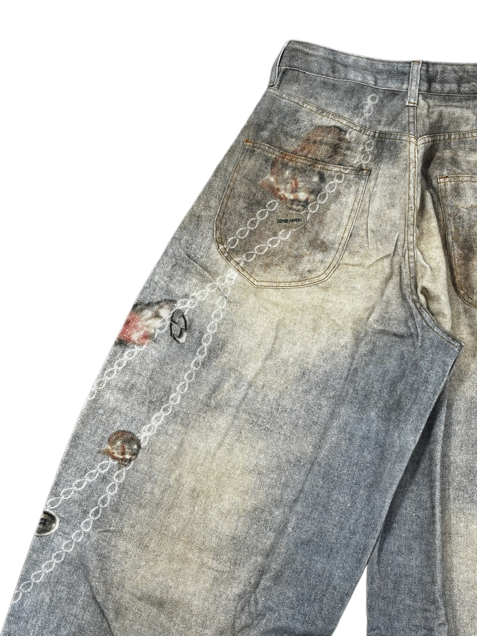 【LUV CODE】chain printed balloon denim pants