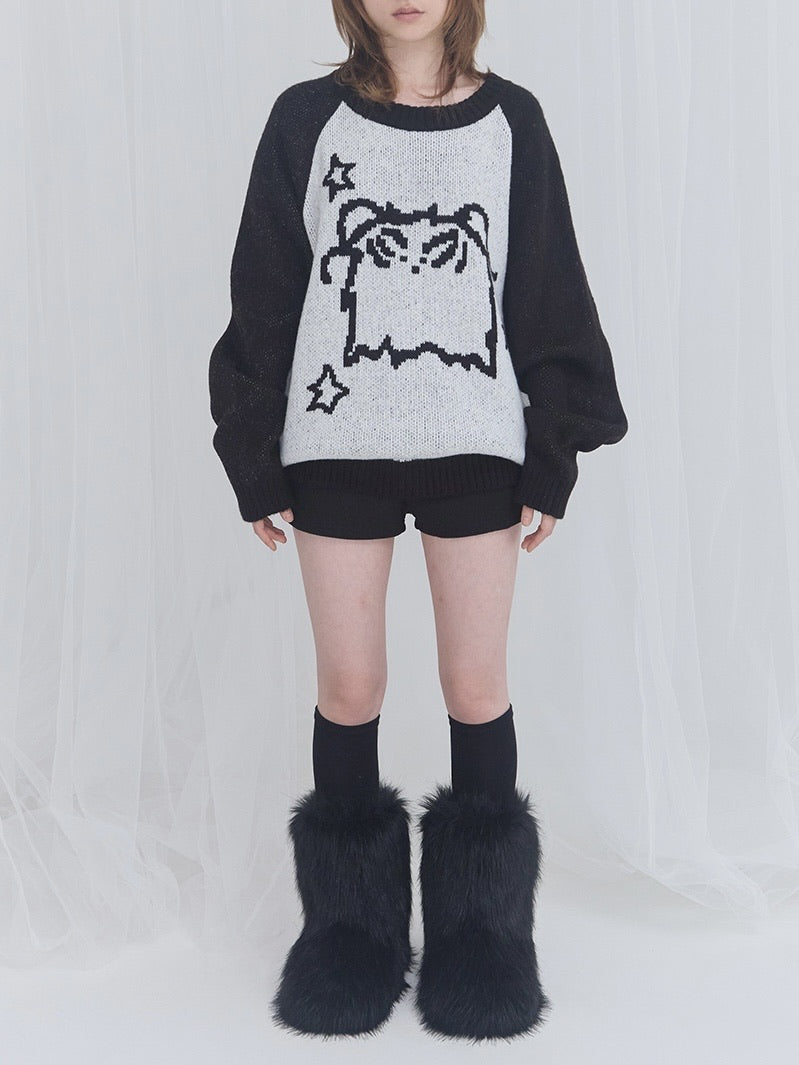 【FANCY X DUSTY】OVERFIT COLOR BLOCK PULLOVER KNIT / 【ファンシー X ダスティ】オーバーフィットカラーブロックプルオーバーニット