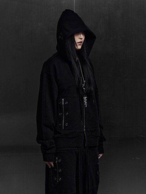 【Rosen Kreuz】EYELET EDGE Set-Up ZIP-UP HOODIE