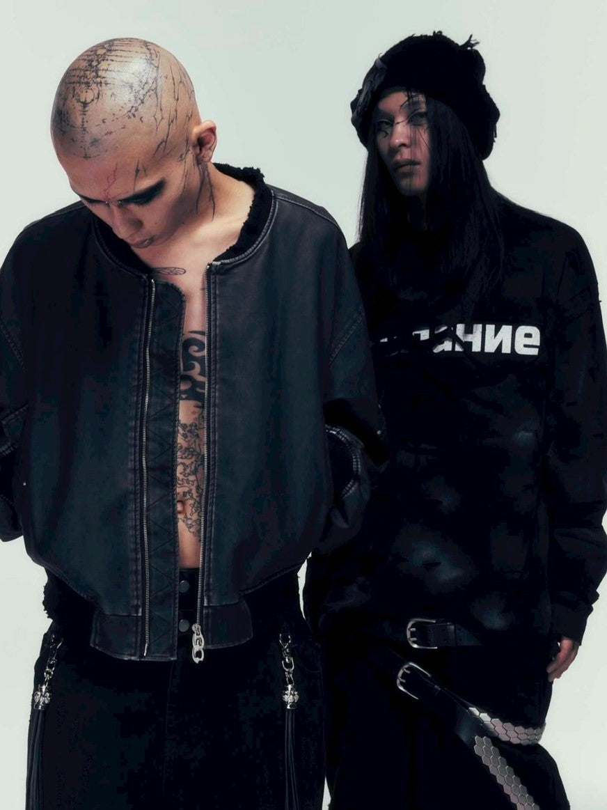 【DIG YOUR OWN GRAVE】WISH VOID L/S T-SHIRTS /【ディグユアオウングレイブ】ダメージレイヤードロゴ長袖Tシャツ