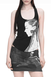 【NACHE】DRAWING HALTER SLEEVELESS