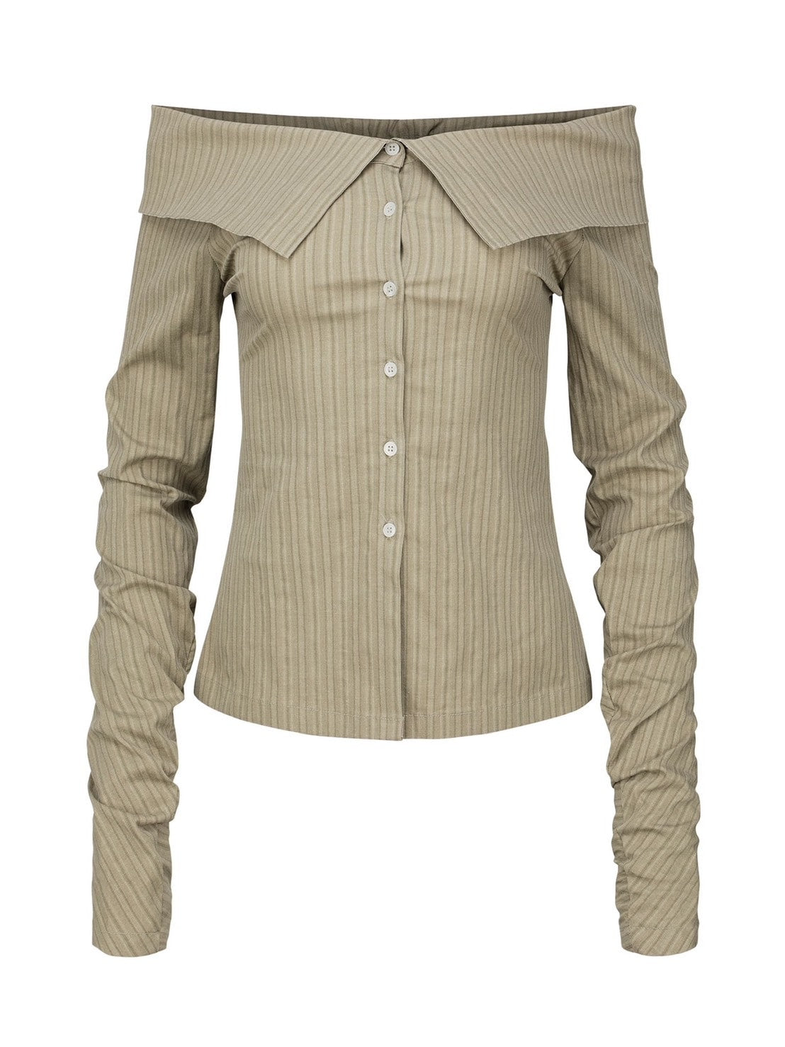 【NACHE】STRIPED OFF SHOULDER SHIRT