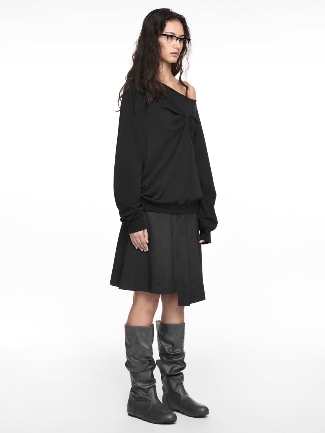 【NACHE】MAGNETIC PLEATED MIDI SKIRT