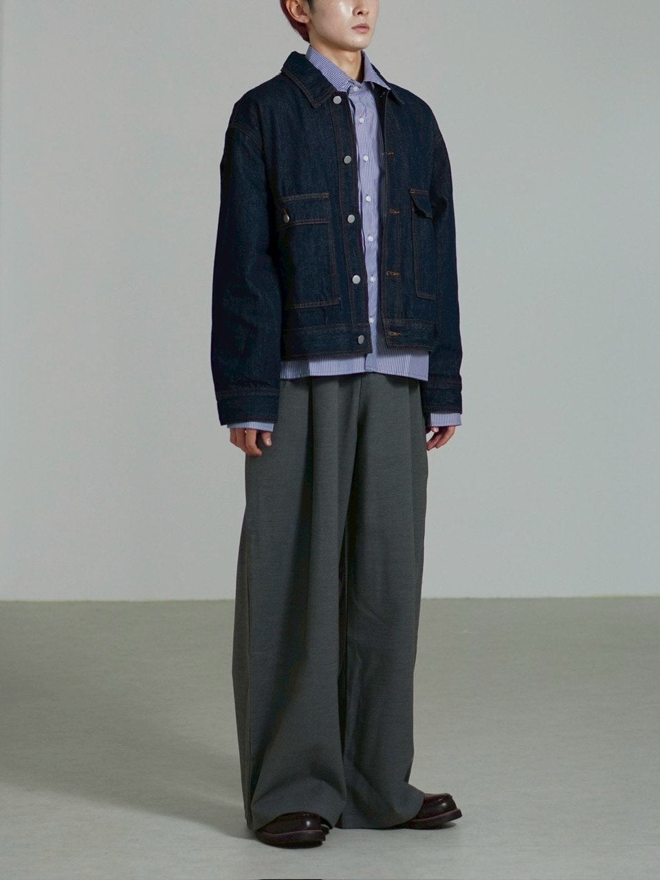 受注制【Chikashitsu +】2 pocket rigid denim jacket / 【チカシツプラス】ツーポケットデニムジャケット (2color)