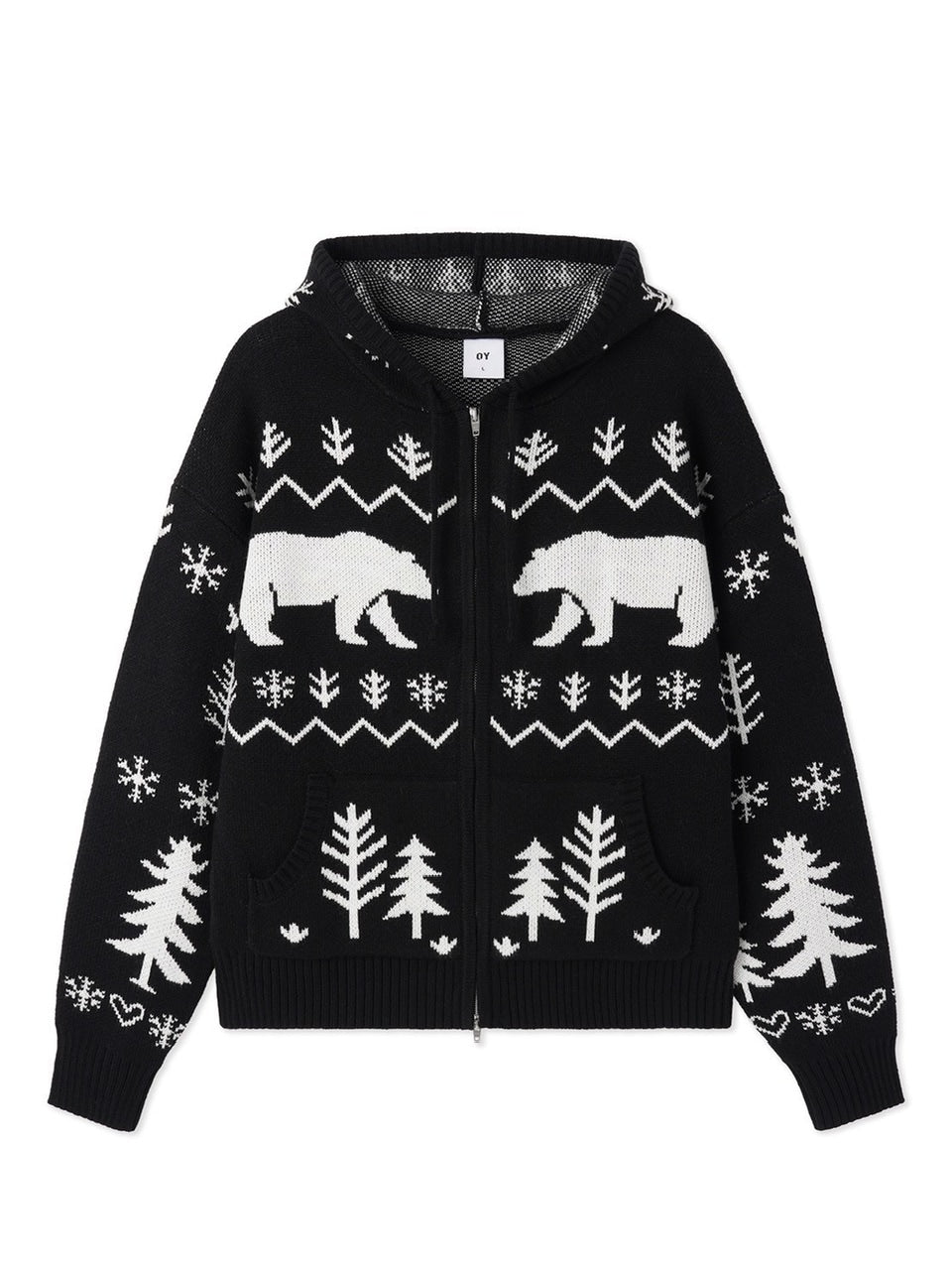 【OY】POLAR BEAR KNIT HOODIE ZIP UP