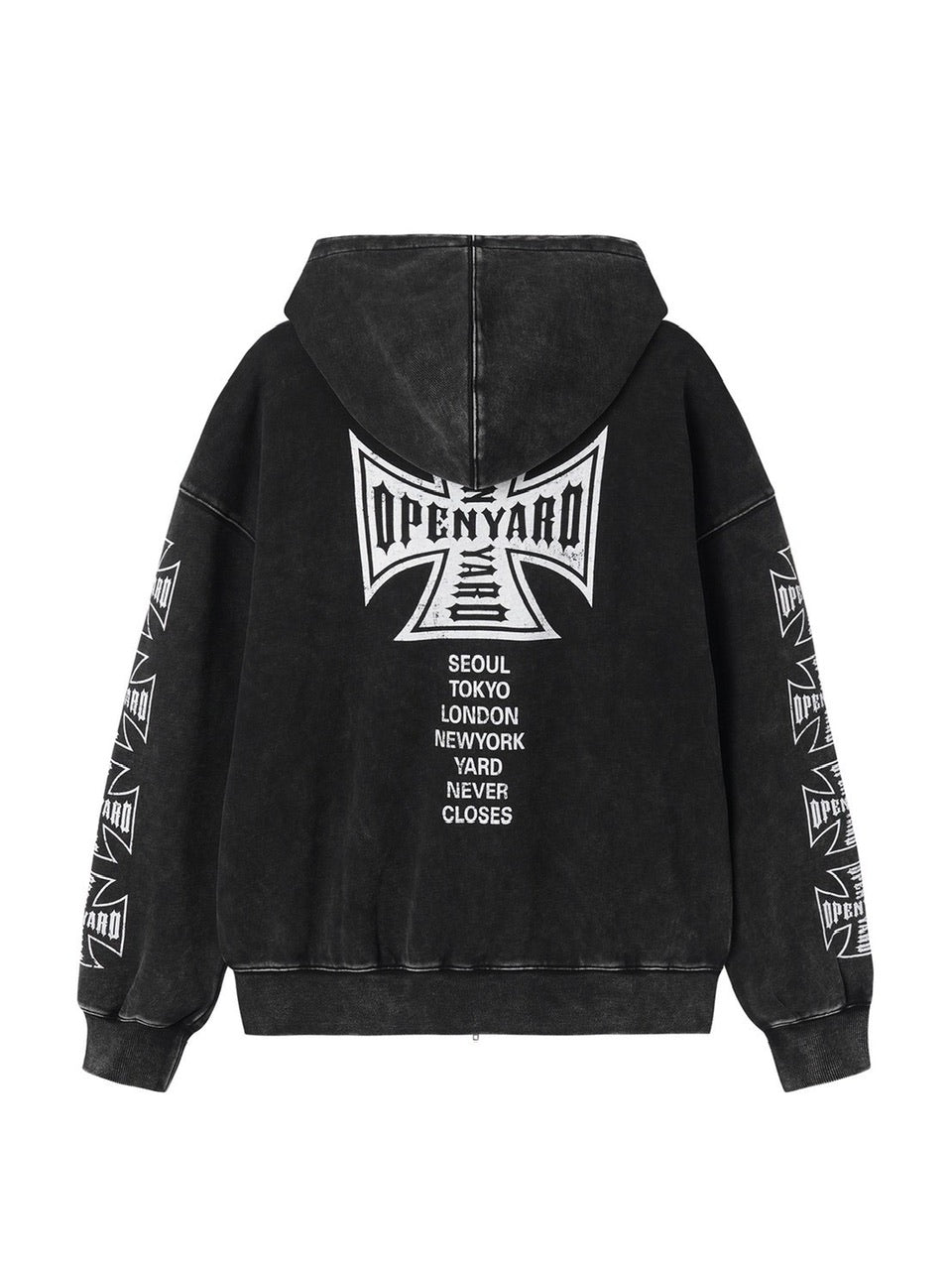 【OY】CROSS FADE WASHED HOODIE ZIP UP