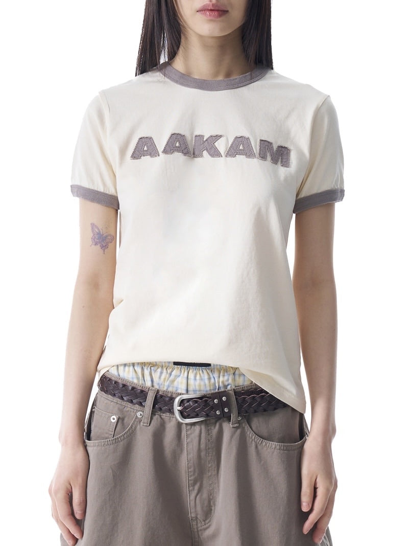 【AAKAM】Logo Patch Ringer Top