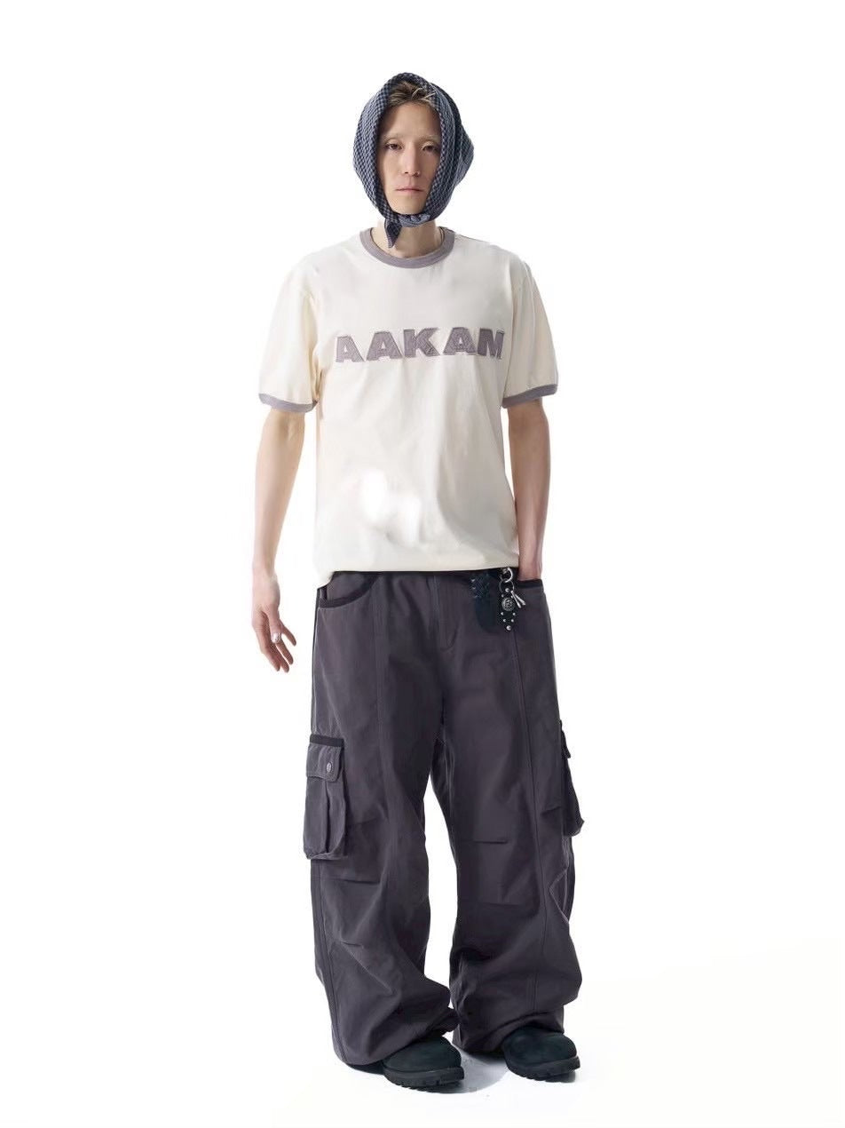 【AAKAM】Knee Pin-tuck Contrast Cargo Pants