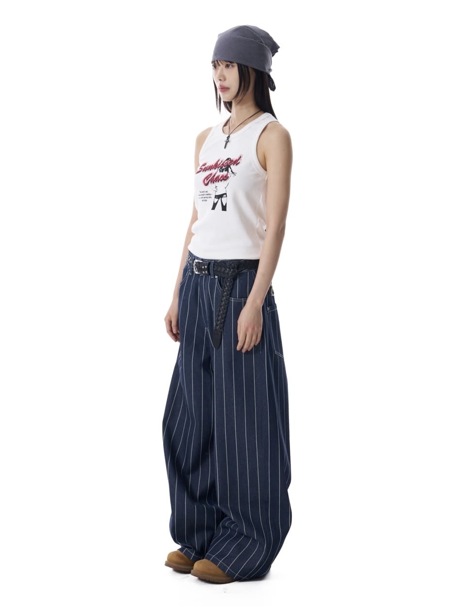 パンツ AAKAM Striped Cinch Back Denim Pants AAKAM】Striped Cinch Back Denim Pants – PRESSING WEB SHOP