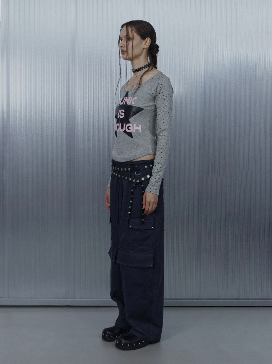 【SETUP‐EXE】STAR SLEEVE PUNK TOP / 【セットアップエグゼ】スタースリーブパンク長袖Ｔシャツ