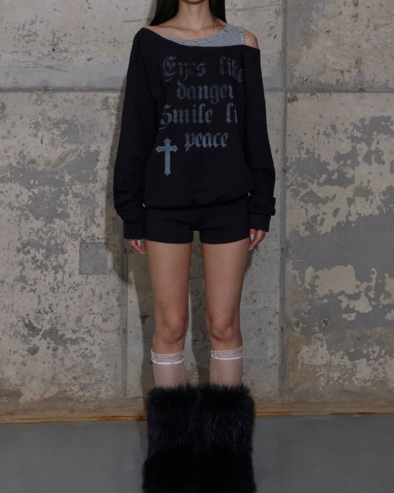 【FANCY CLUB】ROSARY NOIRER SWEATSHIRT / 【ファンシークラブ】ロザリーノイアースウェット長袖Ｔシャツ