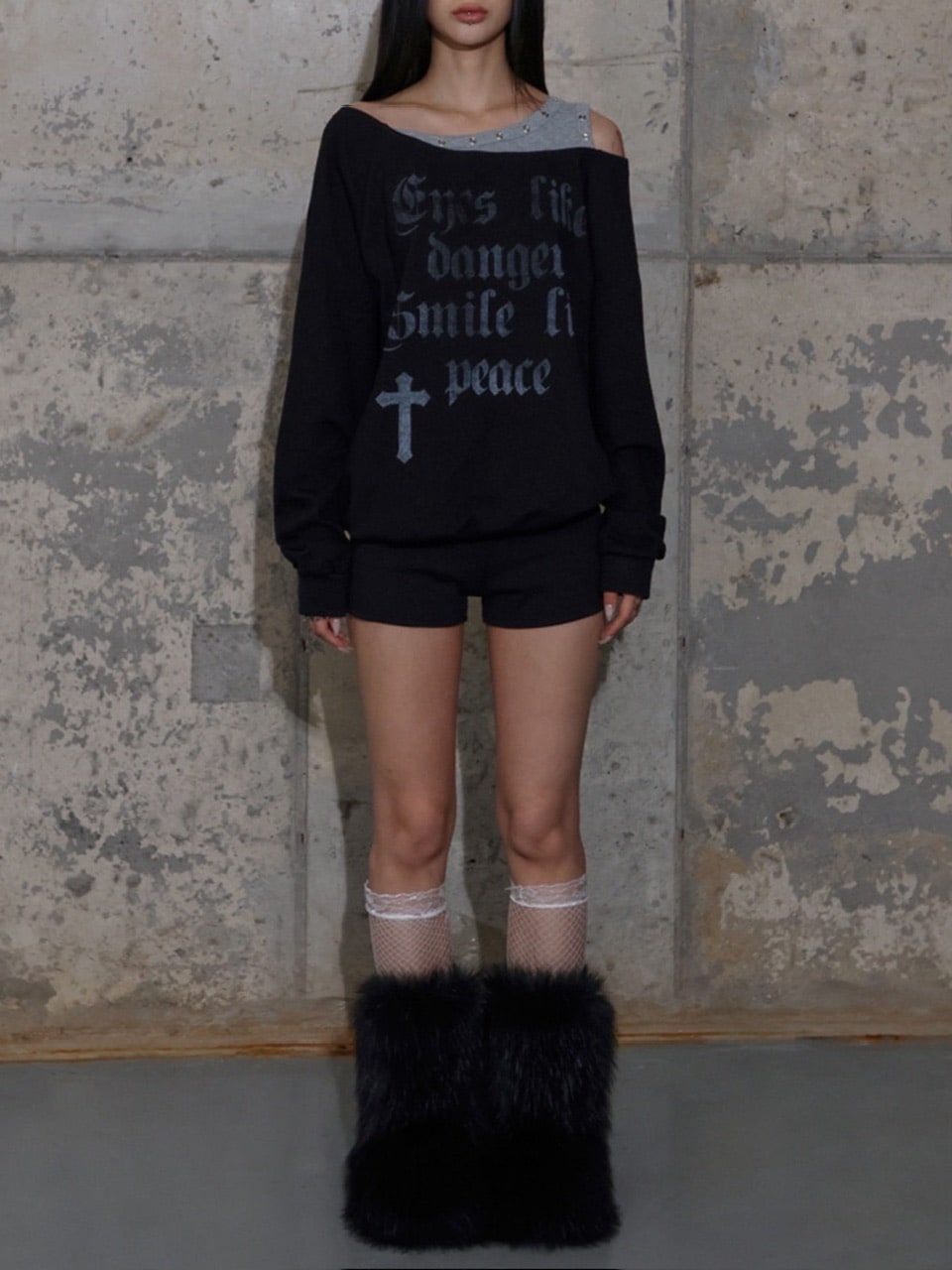 【FANCY CLUB】ROSARY NOIRER SWEATSHIRT / 【ファンシークラブ】ロザリーノイアースウェット長袖Ｔシャツ