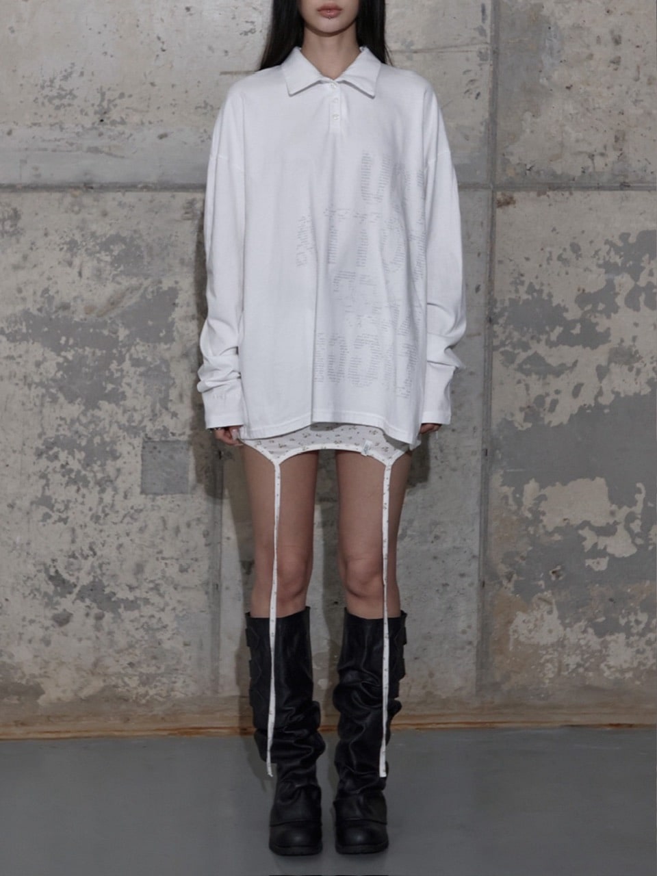 【FANCY CLUB】BACK CROSS OVER FIT COLLAR TEE / 【ファンシークラブ】バッククロスオーバーフィットカラー長袖Ｔシャツ