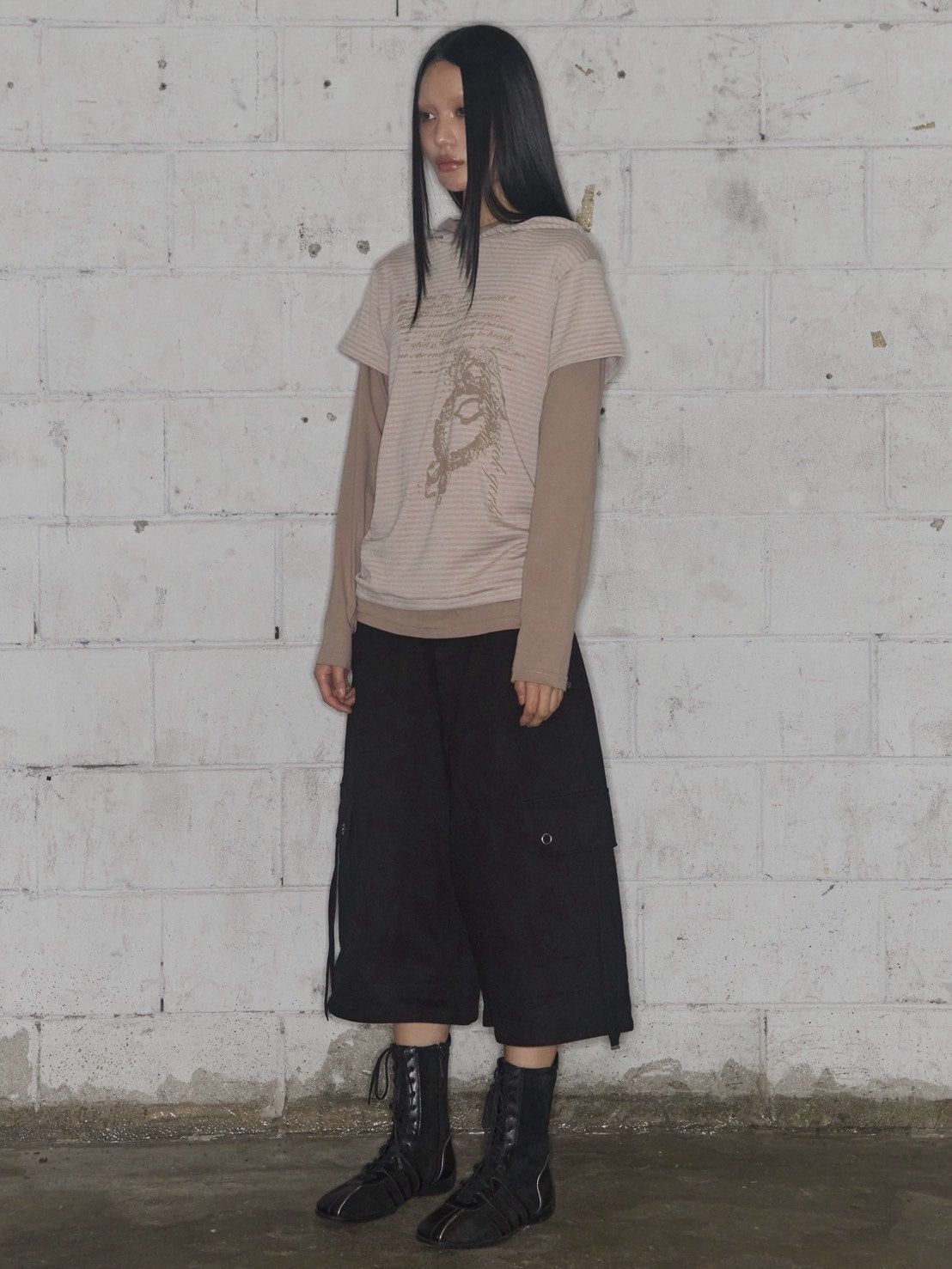 【FANCY CLUB】STRIPE LAYERED HOODIE / 【ファンシークラブ】ストライプレイヤードフーディー