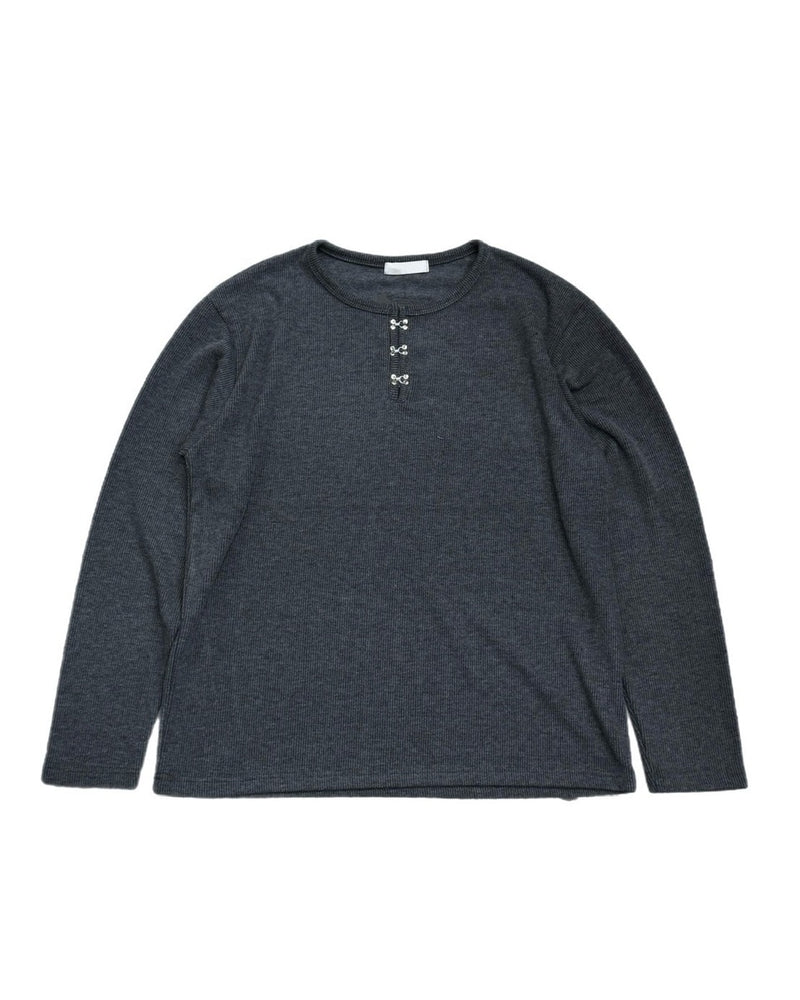 受注制【Chikashitsu +】front hook long sleeve knit / 【チカシツプラス】フロントフック長袖ニット (4color)