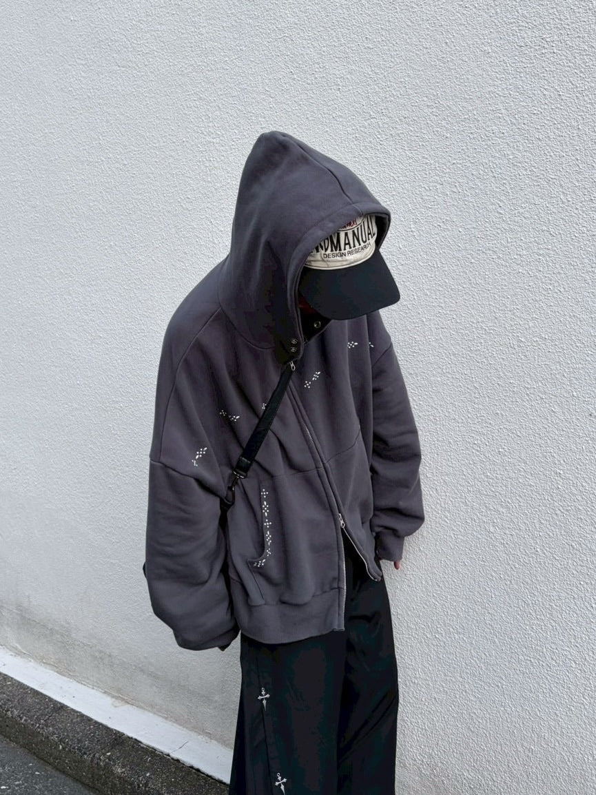 受注制【LUV CODE】studs zip up hoodie (2color)