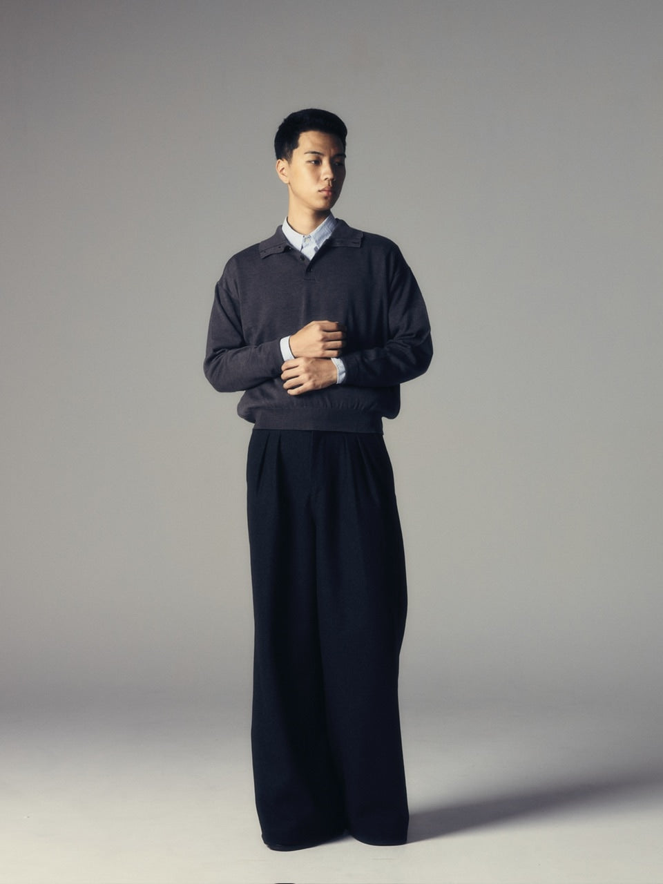 【CS】two tuck wool wide trousers