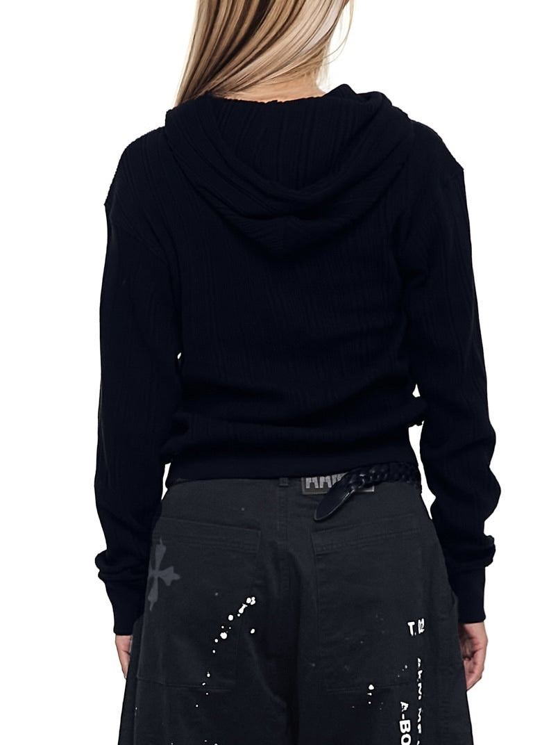 【AAKAM】Knitted Zip-Up Hoodie