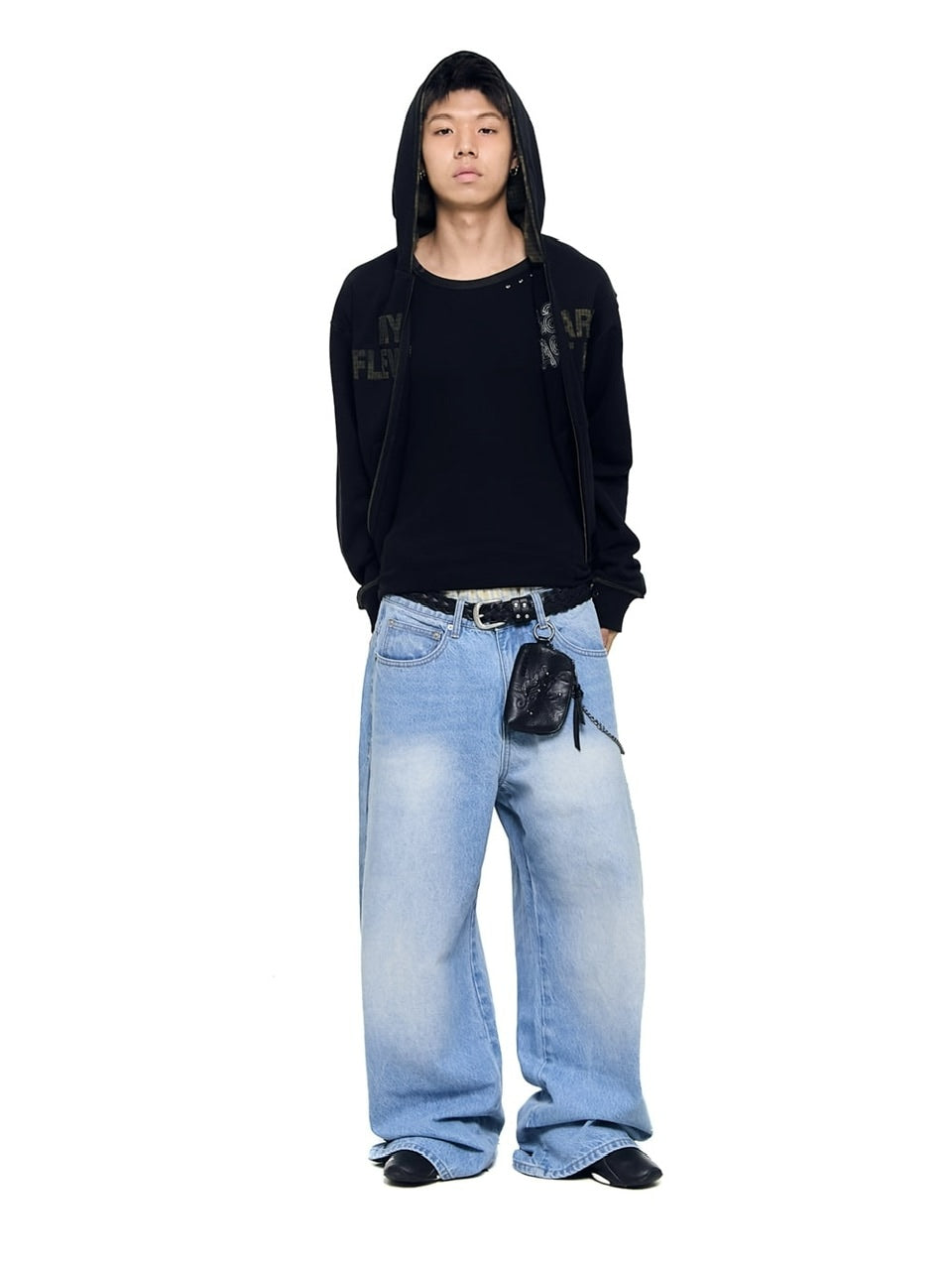 【AAKAM】Contrast Patch Zip-Up Hoodie