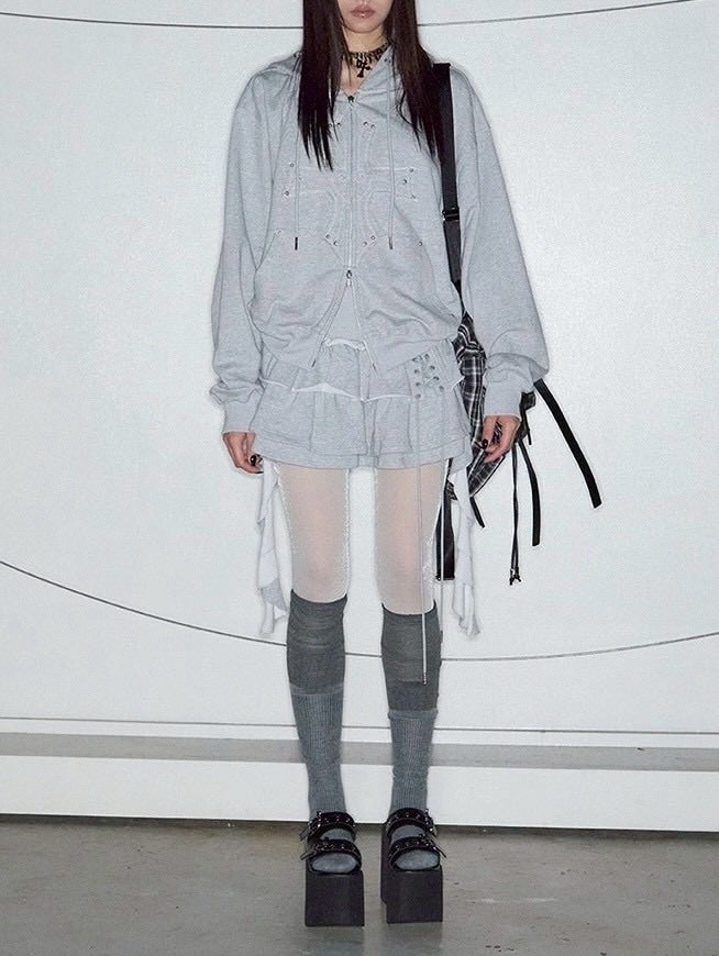 【NOT KNOWING】3 Tiered Lace-Up Ruffle Skirt / 【ノットノーイング】３ティアードレースアップラッフルスカート