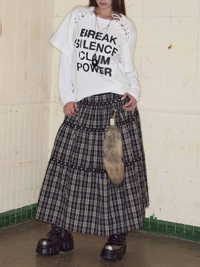 【NOT KNOWING】Lace-Up Layered Top / 【ノットノーイング】レースアップレイヤード長袖Ｔシャツ