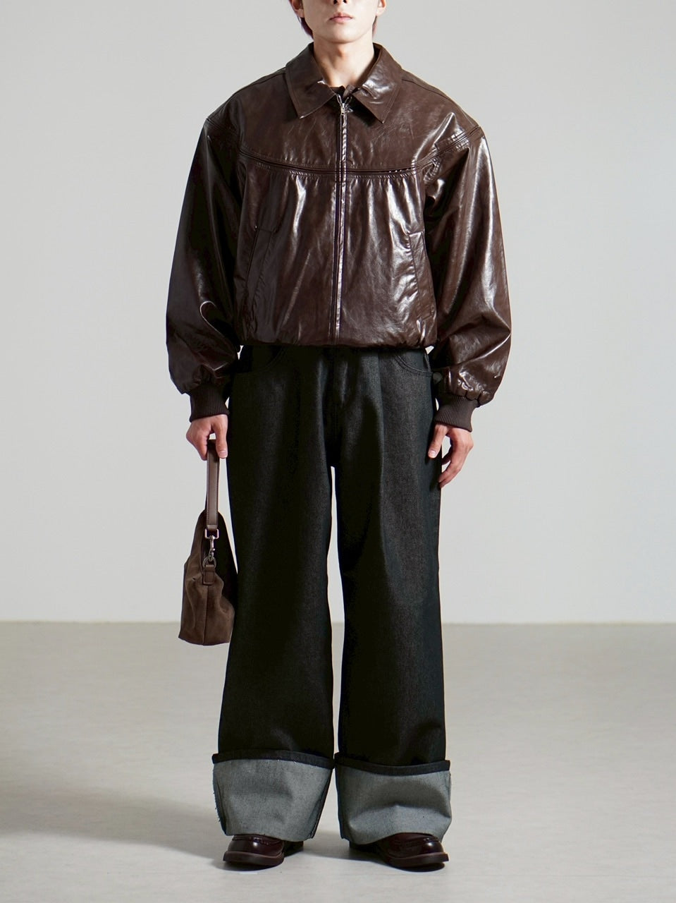 受注制【Chikashitsu +】round stitch non-leather jacket / 【チカシツプラス】ラウンドステッチノンレザージャケット (2color)