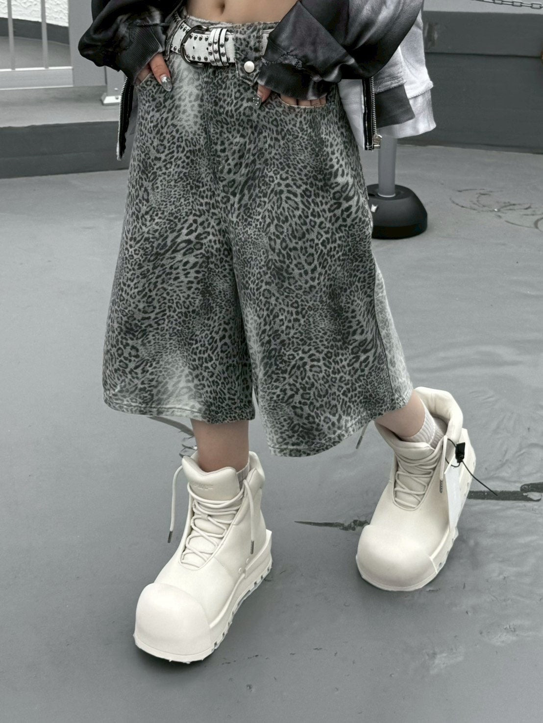 【Never mind the XU】leopard half pants / 【ネバーマインドザエックスユー】レオパードハーフパンツ (2color)