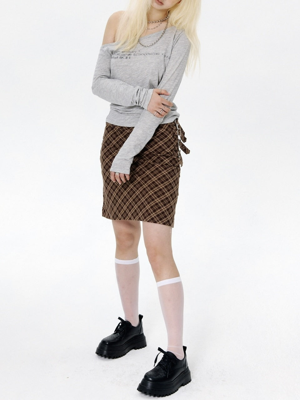 【runningHIGH】ONE OFF SHOULDER L/S TEE / 【ランニングハイ】ワンオフショルダー長袖Ｔシャツ