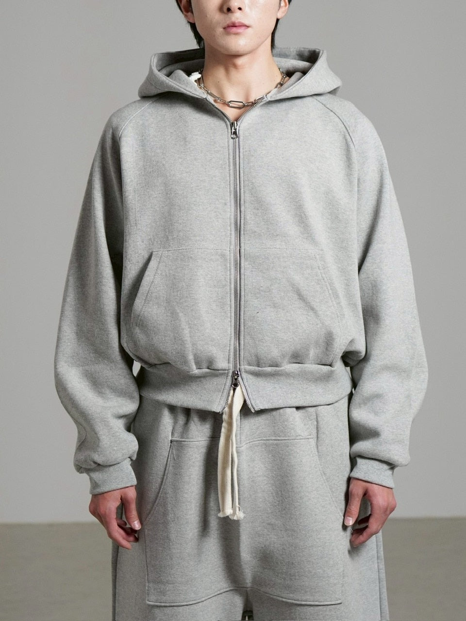 受注制【Chikashitsu +】heavy weight cotton cropped hoodie / 【チカシツプラス】ヘビーウェイトコットンクロップドパーカー (3color)