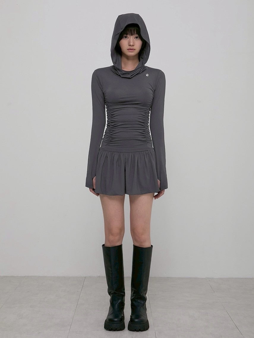 【FLAREUP】Hooded High Neck Long Dress / 【フレアアップ】フードハイネックロングドレス