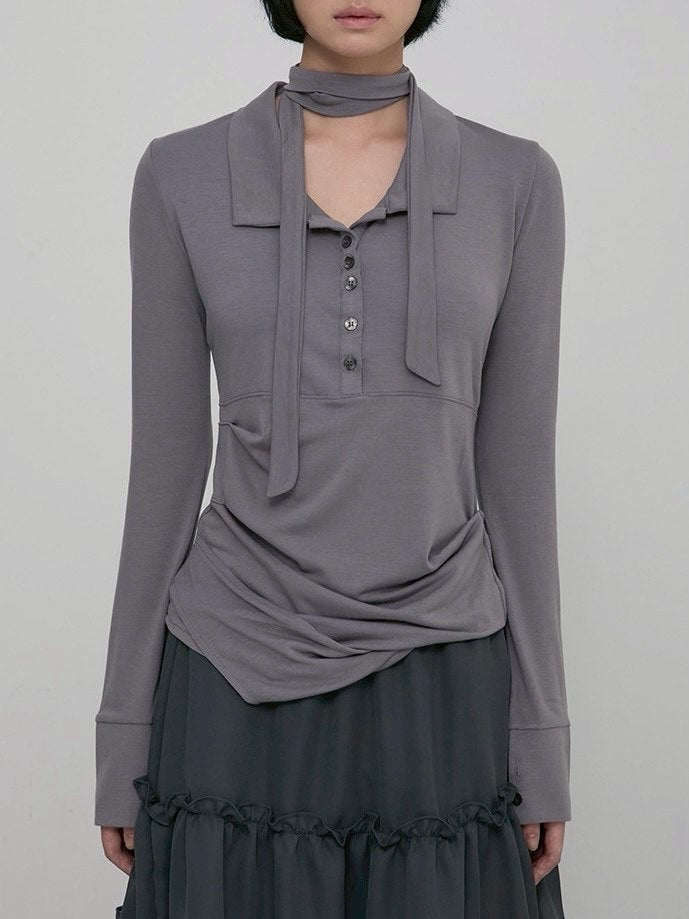 【FLAREUP】Asymmetrical Draped Shirt / 【フレアアップ】アシンメトリードレープシャツ