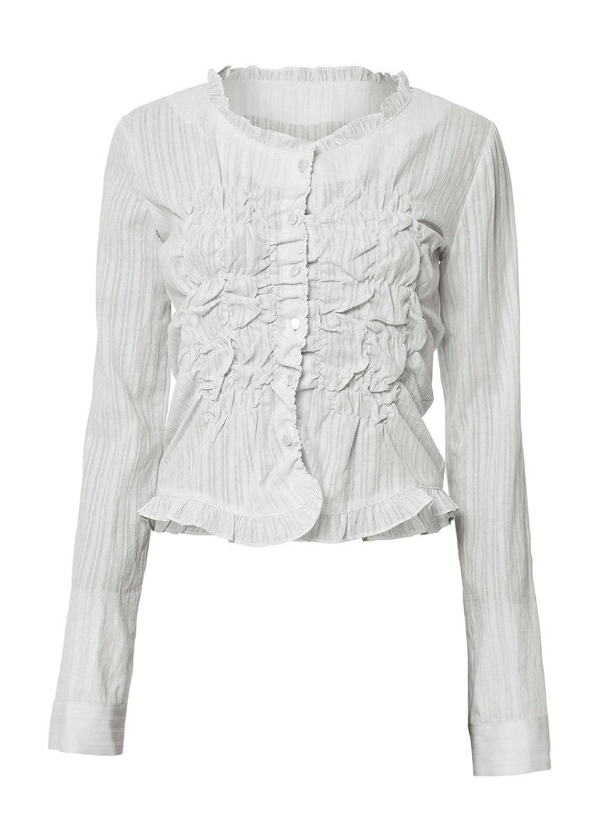 【FLAREUP】Saya Frill Puff Long Blouse / 【フレアアップ】サヤフリルパフロングシャツ