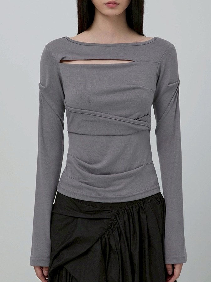 【FLAREUP】Asymmetrical Draped Long Sleeve / 【フレアアップ】アシンメトリードレープ長袖Ｔシャツ