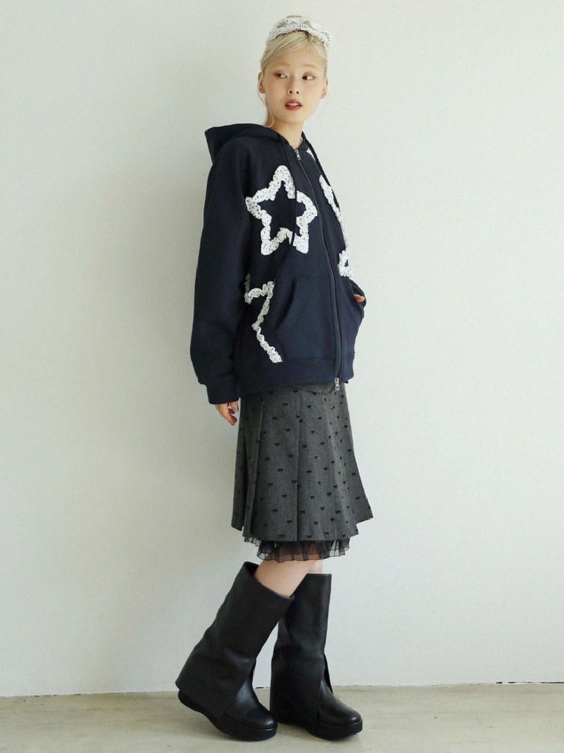 12/21 20:00 再販【Uglyshadow】RIBBON MIDI SKIRT