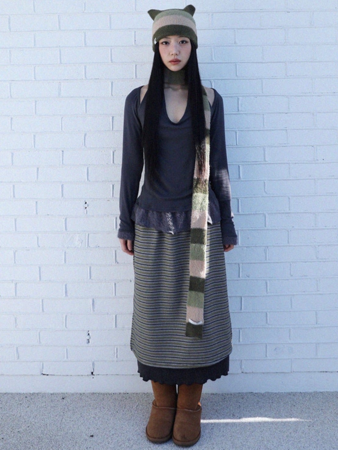 12/21 20:00 再販【Uglyshadow】STRIPED MUFFLER