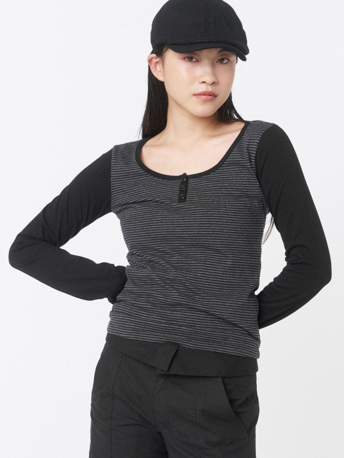 【Miseki seoul】Henley neck long sleeves