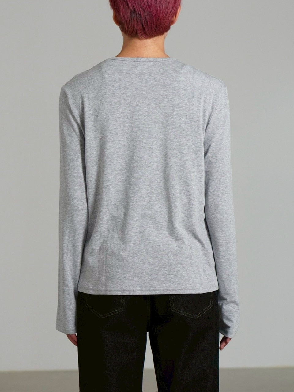 受注制【Chikashitsu +】sleeve button henry neck long sleeve tee / 【チカシツプラス】スリーブボタンヘンリーネック長袖Tシャツ (3color)