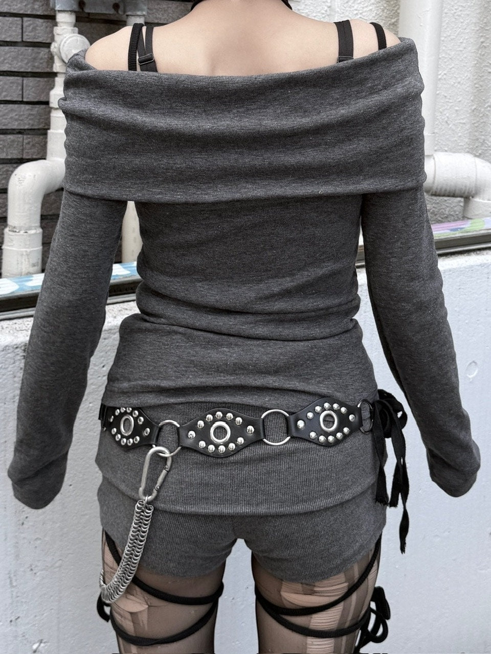 受注制【nmtc +】cross off shoulder long sleeve / 【エヌエムティーシープラス】クロスオフショルダー長袖Tシャツ (3color)