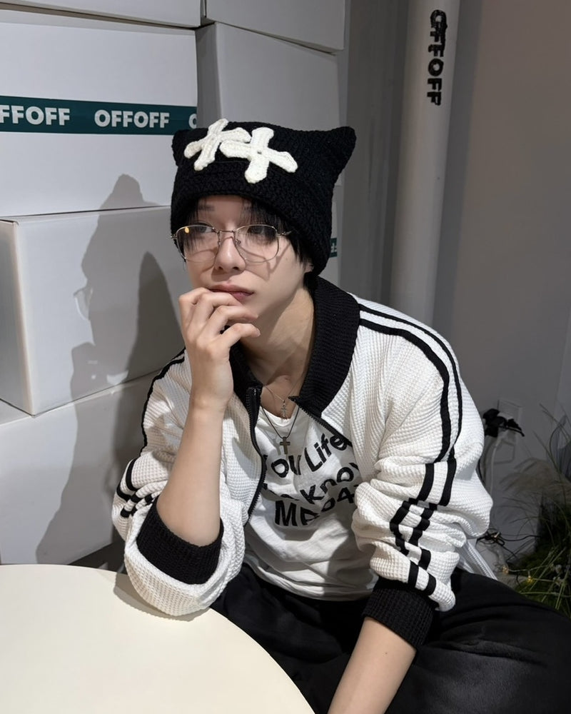 受注制【LUV CODE】raschel knit track jacket (2color)