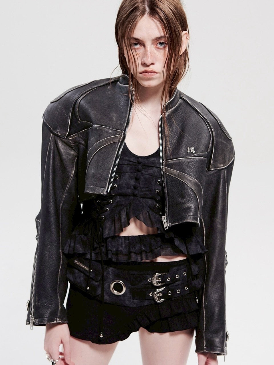 【HOLY NUMBER 7】Layered eyelet pocket skirt