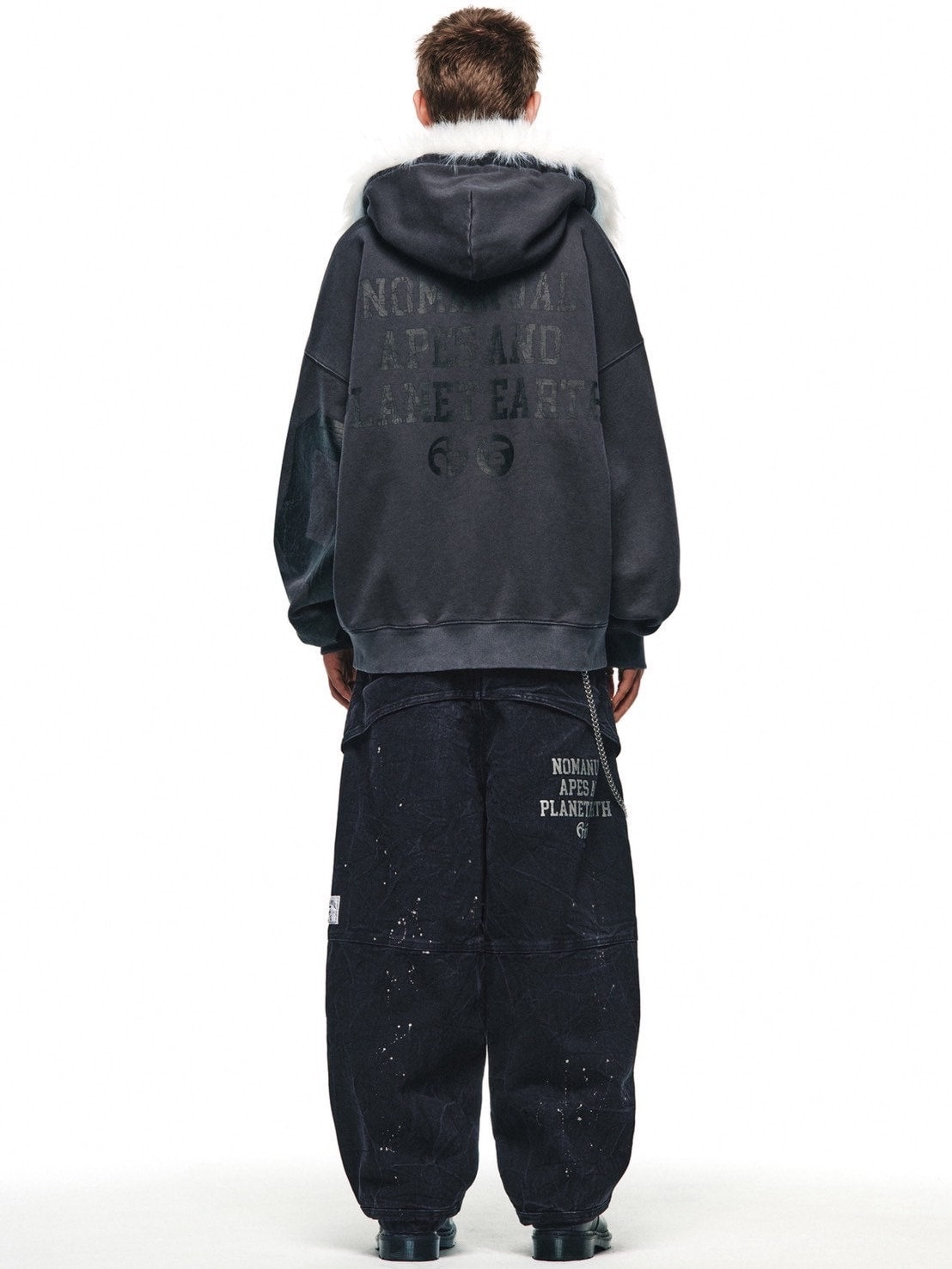 【AAPE X NOMANUAL】AAPE X NOMANUAL PAINTED DOUBLE KNEE DENIM PANTS
