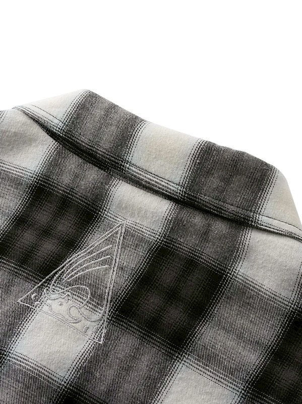 【The Boy Has No Patience】Saint Irregular Hot Diamond Plaid Shirt / 【ザボーイハズノーペーシェンス】ラインストーングラデーション長袖チェックシャツ