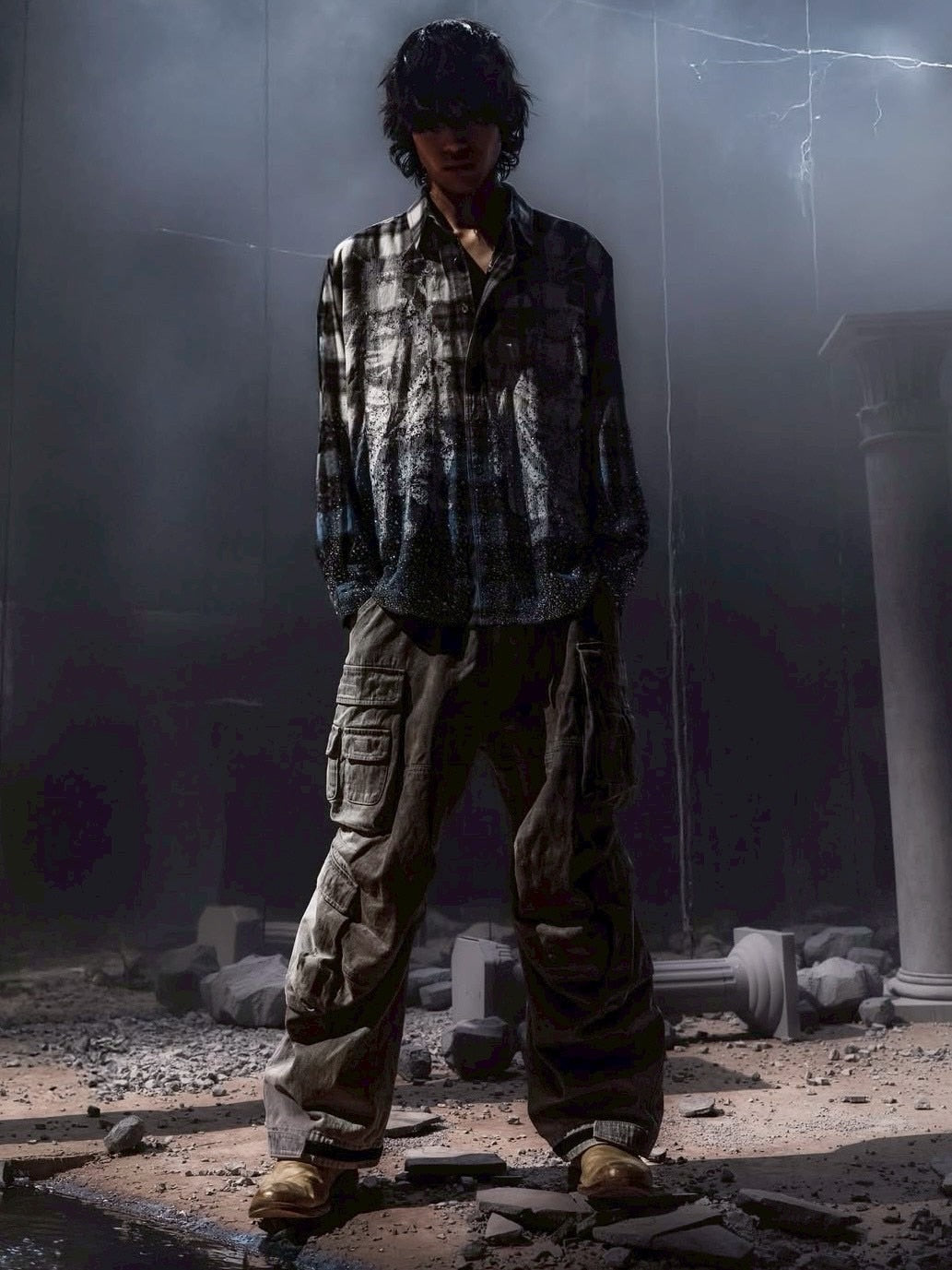 【The Boy Has No Patience】Adjustable Multi-Pocket Wiping Overalls / 【ザボーイハズノーペーシェンス】マルチポケットデニムパンツ