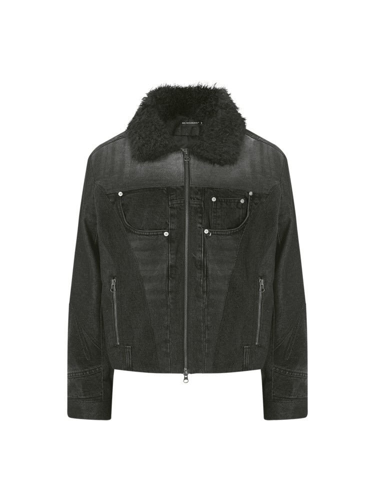【SURGERY】Surgery fur trimming denim jacket